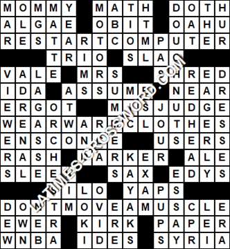 LA Times Crossword answers Thursday 22 April 2021