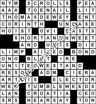 LA Times Crossword answers Thursday 29 April 2021