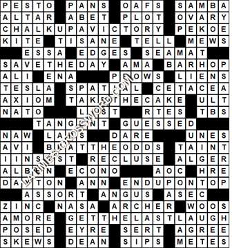 LA Times Crossword answers Sunday 2 May 2021