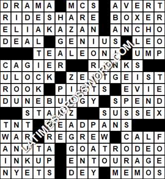 LA Times Crossword answers Saturday 8 May 2021