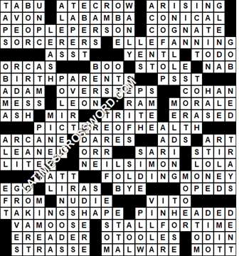 LA Times Crossword answers Sunday 9 May 2021