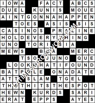 LA Times Crossword answers Friday 14 May 2021