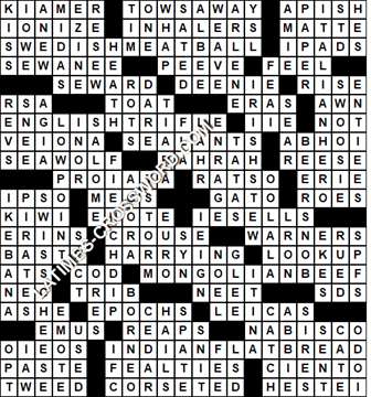 LA Times Crossword answers Sunday 23 May 2021