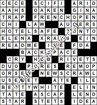 LA Times Crossword answers Monday 24 May 2021