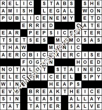 LA Times Crossword answers Tuesday 1 June 2021