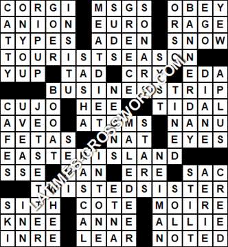 LA Times Crossword answers Tuesday 8 June 2021