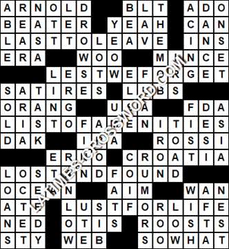 LA Times Crossword answers Tuesday 15 June 2021