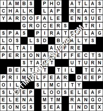 LA Times Crossword answers Thursday 1 July 2021