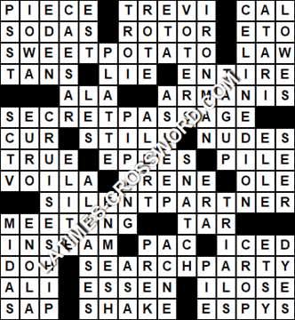 LA Times Crossword answers Monday 12 July 2021
