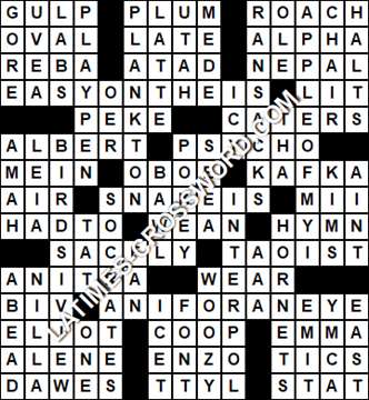 LA Times Crossword answers Thursday 15 July 2021