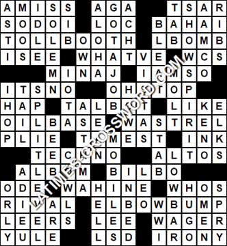 LA Times Crossword answers Friday 16 July 2021