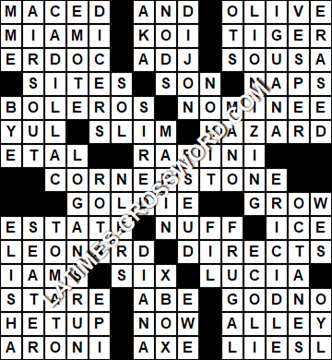 LA Times Crossword answers Thursday 22 July 2021