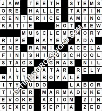 LA Times Crossword answers Tuesday 10 August 2021