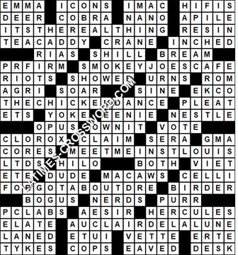 LA Times Crossword answers Sunday 22 August 2021