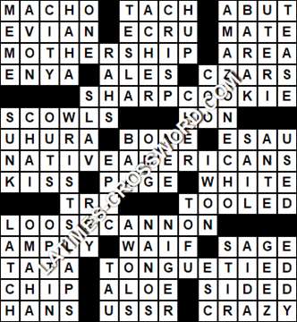 LA Times Crossword answers Tuesday 24 August 2021