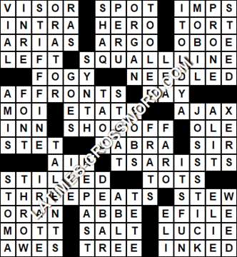 LA Times Crossword answers Wednesday 25 August 2021