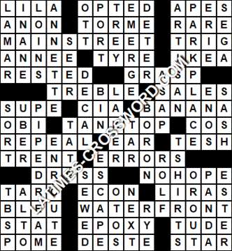 LA Times Crossword answers Tuesday 31 August 2021