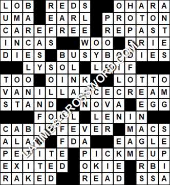 LA Times Crossword answers Monday 18 October 2021