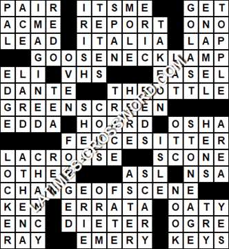 LA Times Crossword answers Monday 25 October 2021