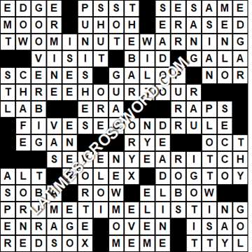 LA Times Crossword answers Tuesday 16 November 2021