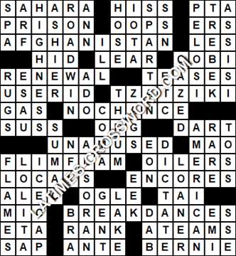 LA Times Crossword answers Thursday 25 November 2021