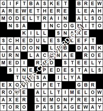 LA Times Crossword answers Saturday 25 December 2021