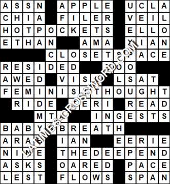 LA Times Crossword answers Tuesday 4 January 2022