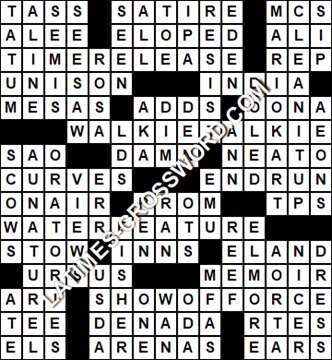 LA Times Crossword answers Friday 14 January 2022
