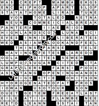 LA Times Crossword answers Sunday 16 January 2022