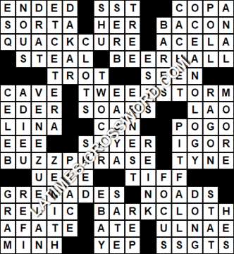 LA Times Crossword answers Tuesday 18 January 2022