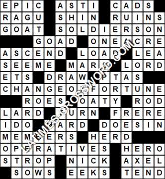 LA Times Crossword answers Thursday 27 January 2022