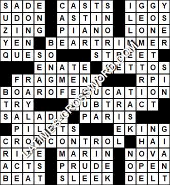 LA Times Crossword answers Friday 11 February 2022