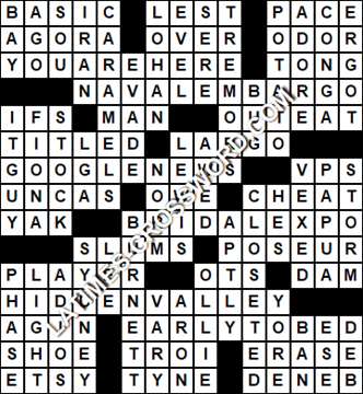 LA Times Crossword answers Wednesday 16 February 2022