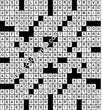 LA Times Crossword answers Sunday 20 February 2022