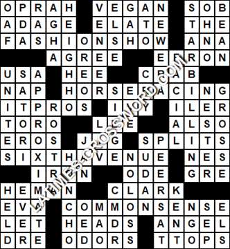 LA Times Crossword answers Tuesday 22 February 2022