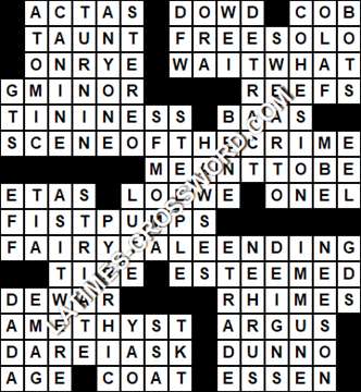 LA Times Crossword answers Saturday 26 February 2022