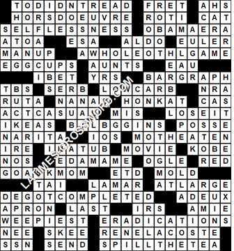LA Times Crossword answers Sunday 27 February 2022
