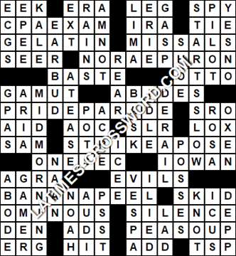 LA Times Crossword answers Tuesday 8 March 2022