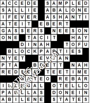 LA Times Crossword answers Tuesday 22 March 2022