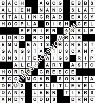 LA Times Crossword answers Monday 28 March 2022