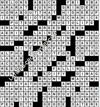 LA Times Crossword answers Sunday 10 April 2022
