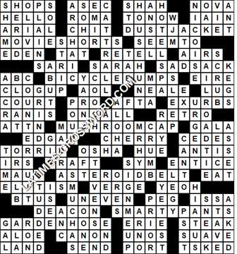 LA Times Crossword answers Sunday 1 May 2022