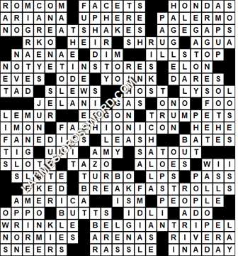 LA Times Crossword answers Sunday 8 May 2022