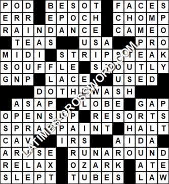 LA Times Crossword answers Thursday 12 May 2022