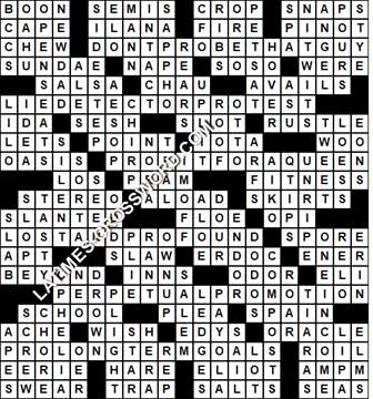 LA Times Crossword answers Sunday 22 May 2022