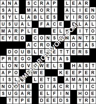 LA Times Crossword answers Friday 8 July 2022
